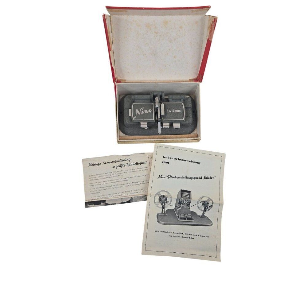 Nizo 8 & 16mm Film Editing Splicer Box Instructions Made In Germany Vintage 50s